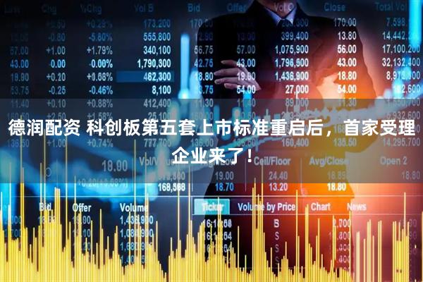德润配资 科创板第五套上市标准重启后，首家受理企业来了！